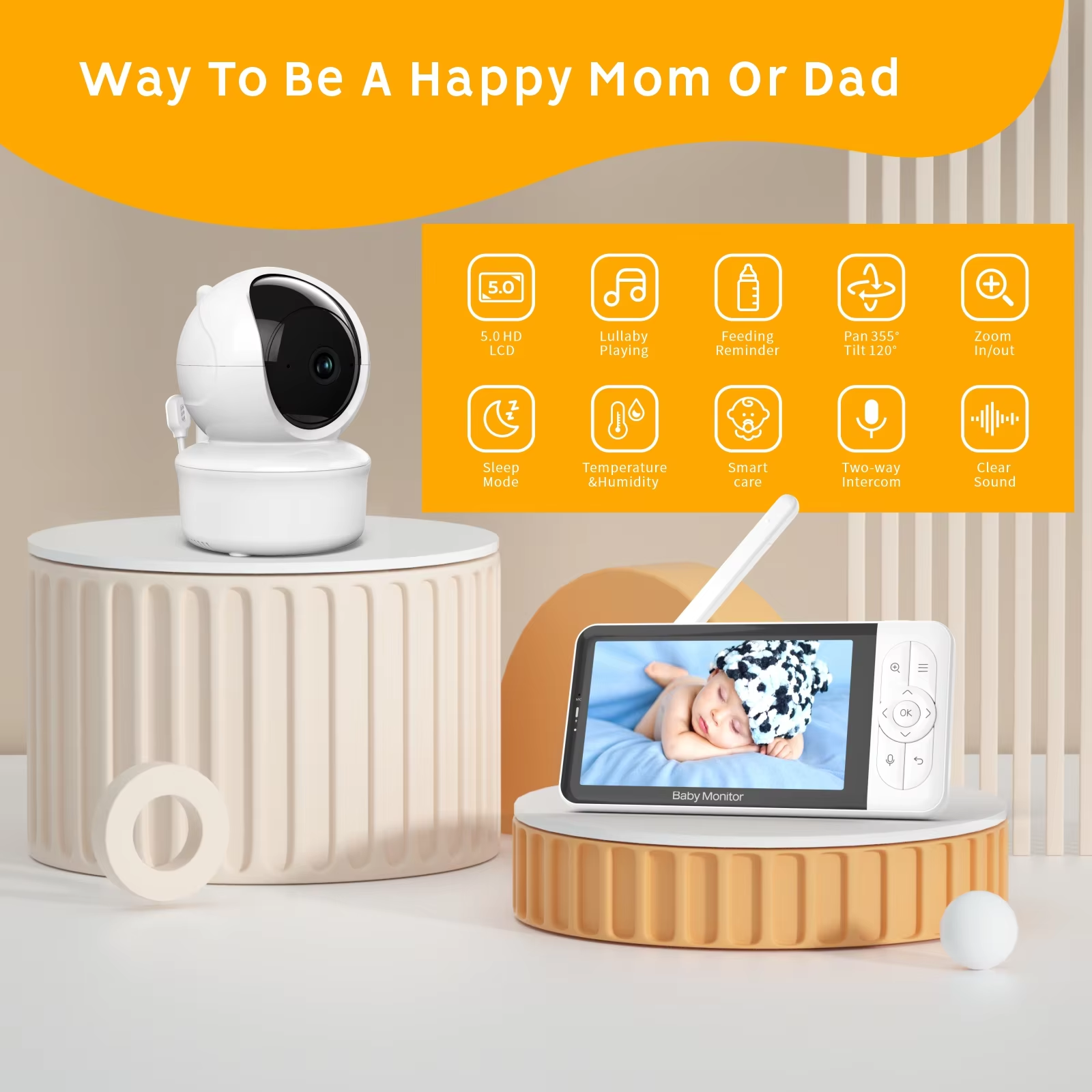 Babystar 5-inch Tuya baby moni - Audio Music Network ulasan dan harga