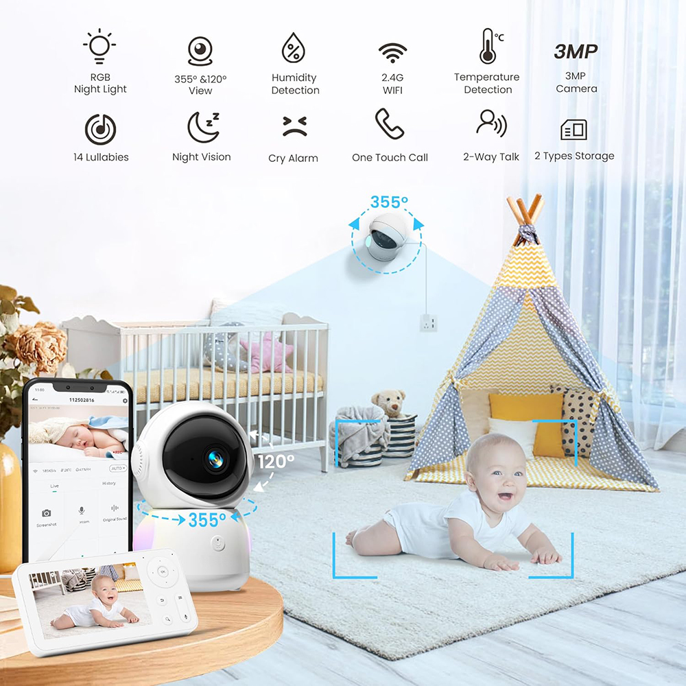 2K Baby Monitor with 2 Cameras - Audio Music Network ulasan dan harga